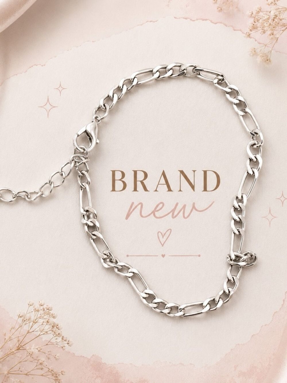 Silver Tone Polished Chain Bracelet 7 Inch NWT
